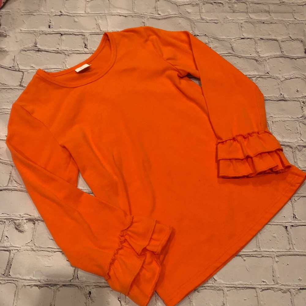 🎃🦃orange ruffle shirt size 7/8  NWOT